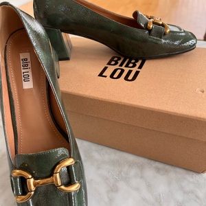 Bibi Lou Valencia Heels, Green heeled loafer, size 40